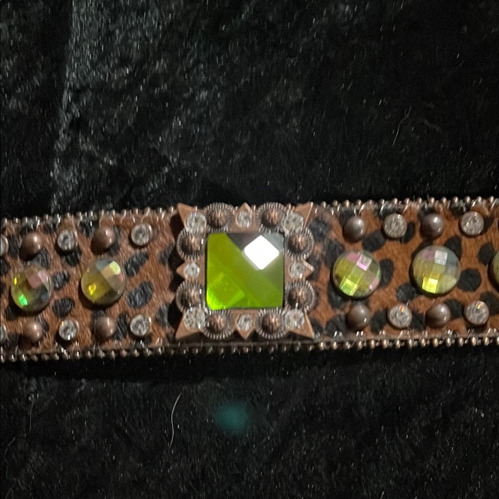 Leopard Print Rhinestone Belt - Picture 3 of 7